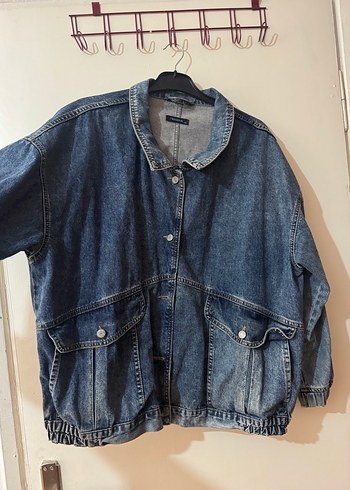 Gri Mavi Düğmeli Kadın Denim Ceket - Görsel 4