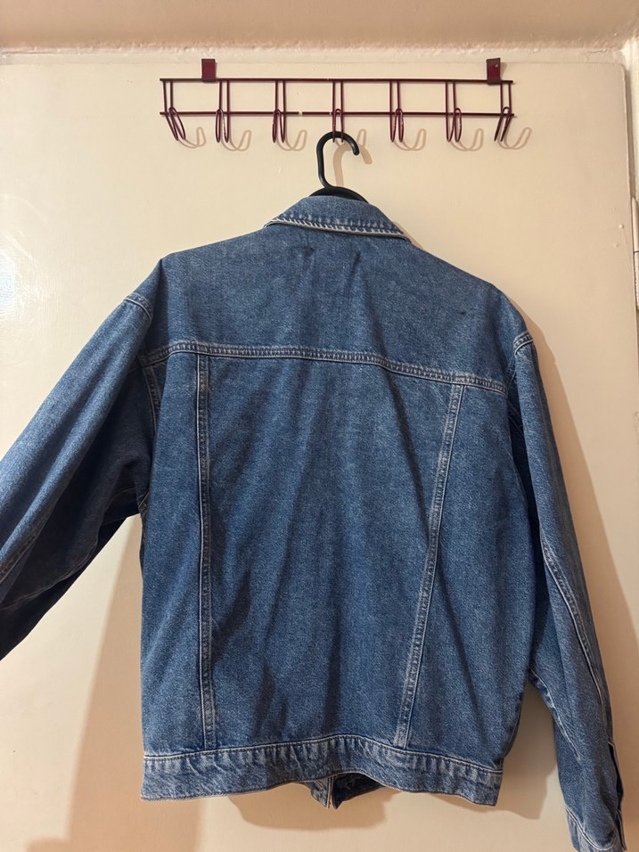 Düğmeli Mavi Kadın Denim Ceket - Görsel 3