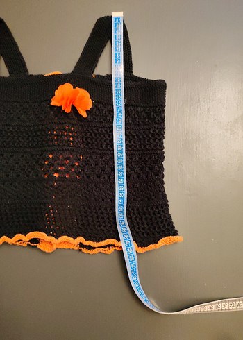 Siyah Dantel Detaylı Kız Çocuk Örgü straplez bluz - Görsel 5