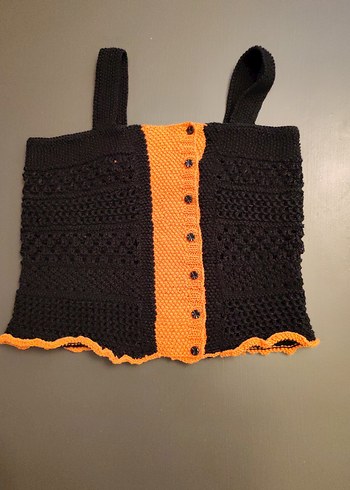 Siyah Dantel Detaylı Kız Çocuk Örgü straplez bluz - Görsel 3