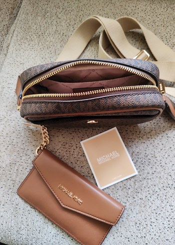 Michael Kors Michael Kors Kahverengi Deri Baskılı Çapraz Çanta 2+1