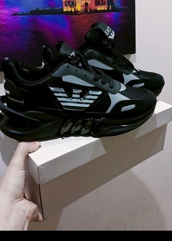 Siyah EA7 Emporio Armani Bağcıklı Spor Ayakkabı - Görsel 2