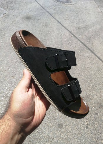 Erkek Koyu Kahverengi Tokalı Terlik - Görsel 3