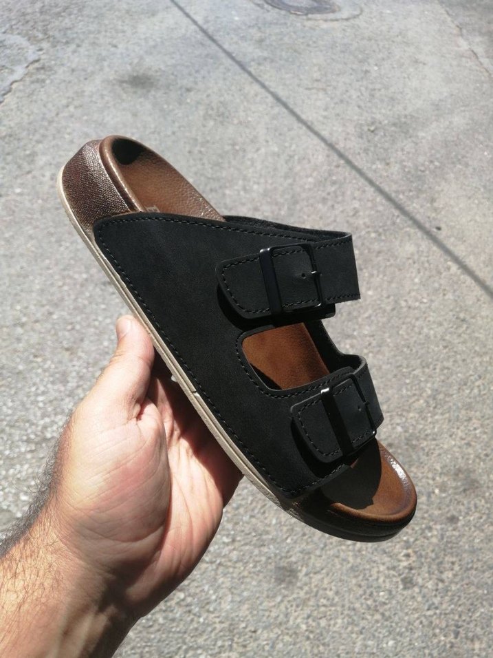 Erkek Koyu Kahverengi Tokalı Terlik - Görsel 3