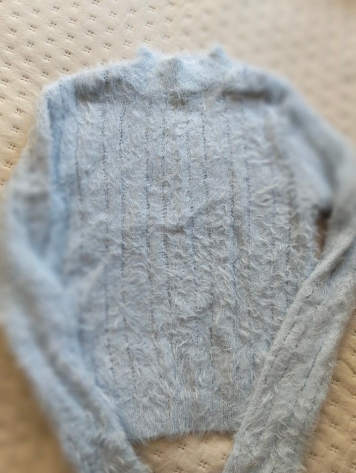 Bohem Gri Örgü Boğazlı Kazak - Görsel 2