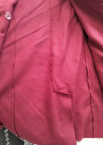 Bordo Düğmeli Midi Kaban - Görsel 2