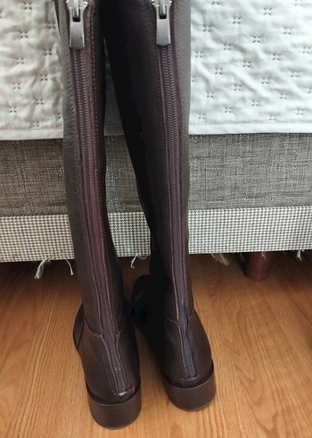 Kadın Kahverengi Deri Dizüstü Tokalı Bot - Görsel 3