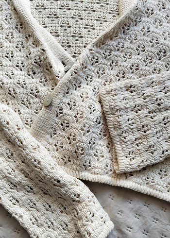 Bohem Gri Örgü Kadın Hırka - Görsel 2