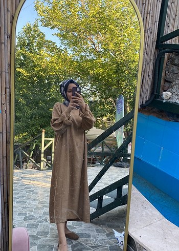 Camel Kadın Uzun keten Elbise