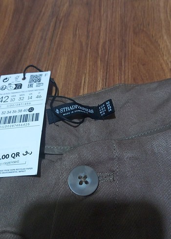 Stradivarius Düğmeli Bej Keten Salaş Pantolon