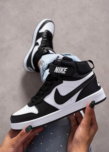 Siyah Beyaz Nike court basket Spor Ayakkabı