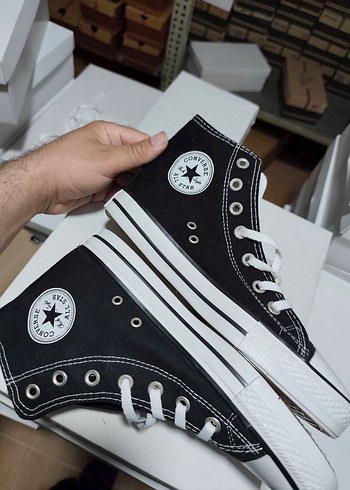 40 Beden Converse uzun siyah spor ayakkabı