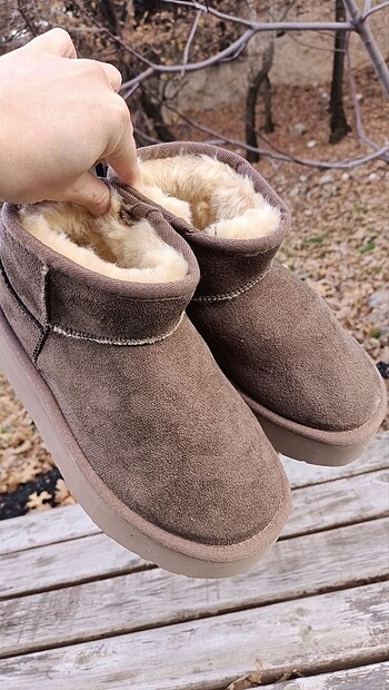 40 Beden kahverengi Renk Ugg platform Ultramini