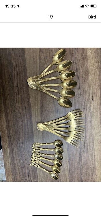 Solingen Altın Kaplama Tatlı Çatal Kaşık 