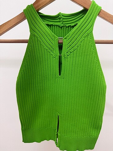 Kadin Yeşil Demir Detayli Crop Top