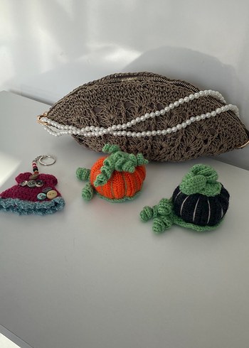 Bohem Tarz Örgü Çanta ve Anahtarlık Seti - Görsel 3