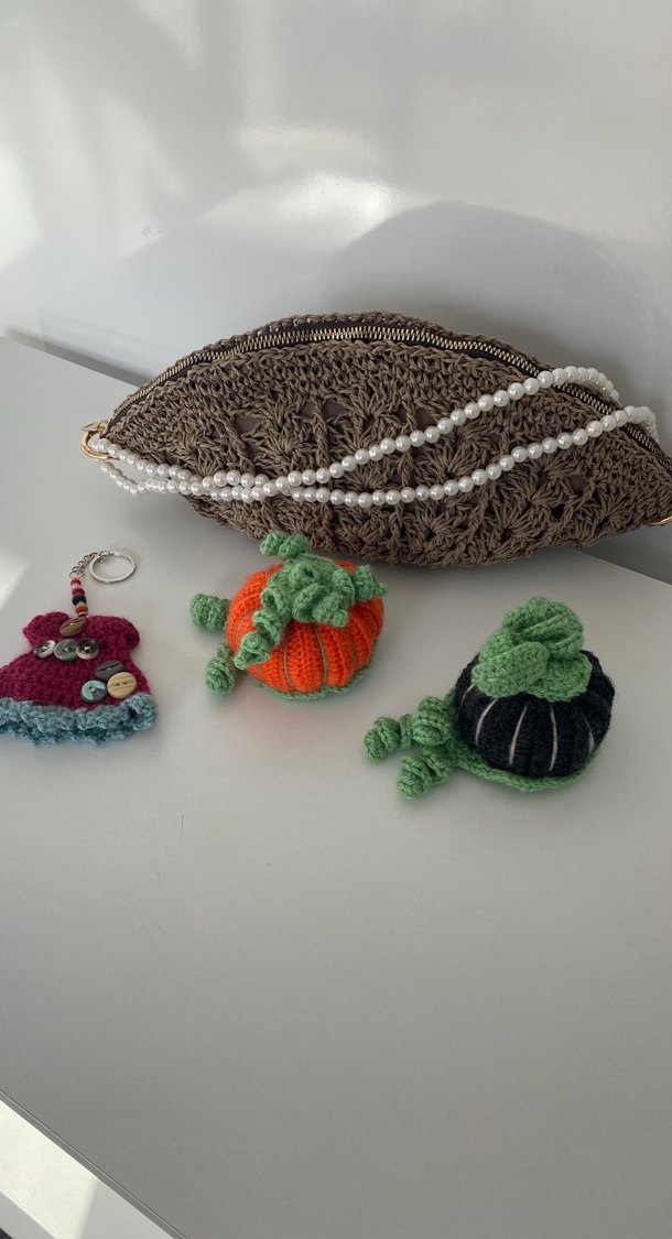 Bohem Tarz Örgü Çanta ve Anahtarlık Seti - Görsel 2