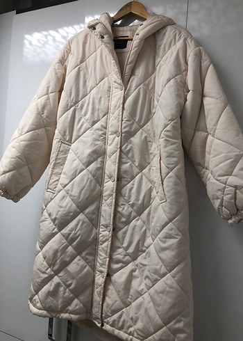 LCW Düğmeli Beyaz Uzun Kadın Kışlık Mont - Görsel 2