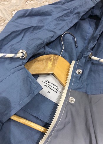 Kadın Mavi Bej Uzun Pamuklu Trençkot - Görsel 4