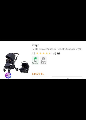 Siyah Bebek Arabası, Ayarlanabilir Gölgelik - Görsel 2