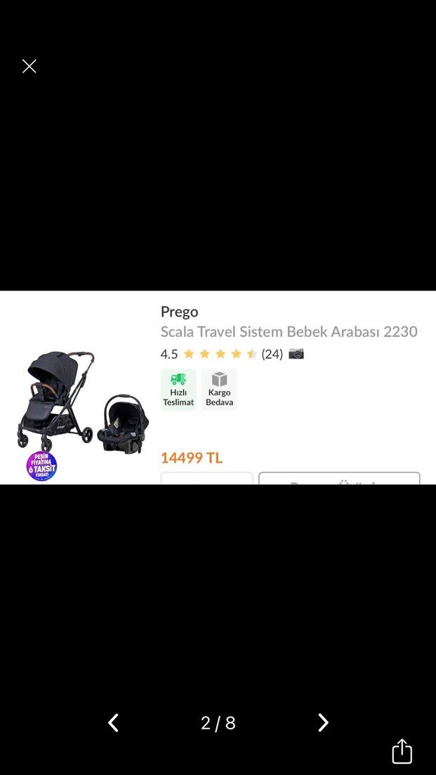 Siyah Bebek Arabası, Ayarlanabilir Gölgelik - Görsel 2