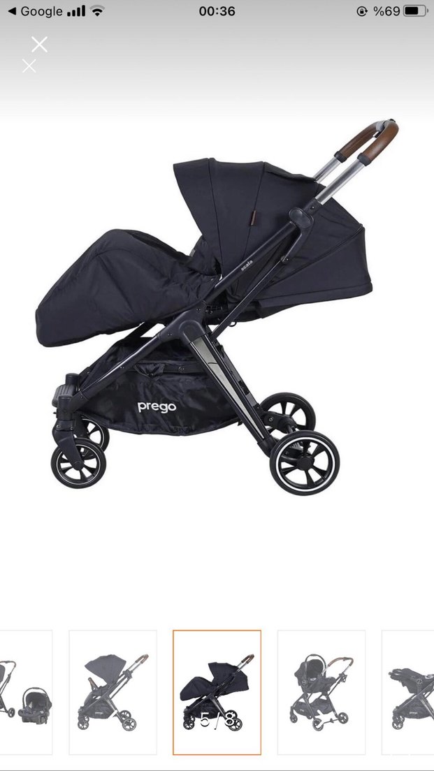 Siyah Bebek Arabası, Ayarlanabilir Gölgelik - Görsel 5