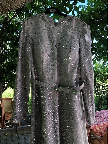 Abiye 38 beden simli gri - Görsel 2