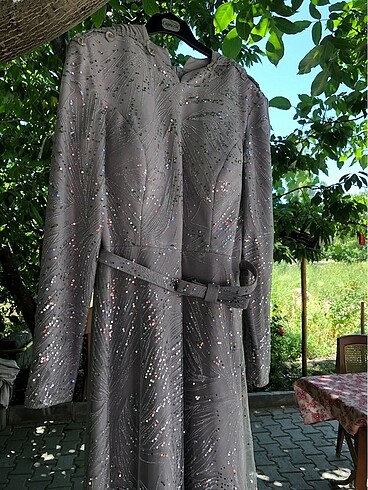 Abiye 38 beden simli gri - Görsel 6