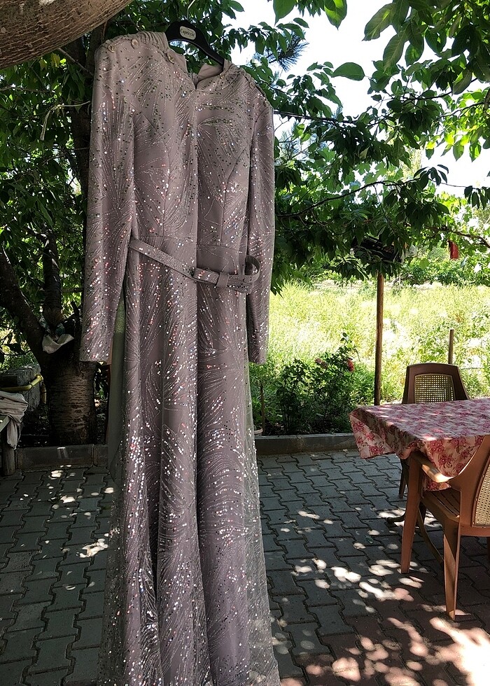 Abiye 38 beden simli gri - Görsel 5