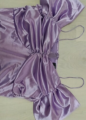 Mini saten elbise  - Görsel 4