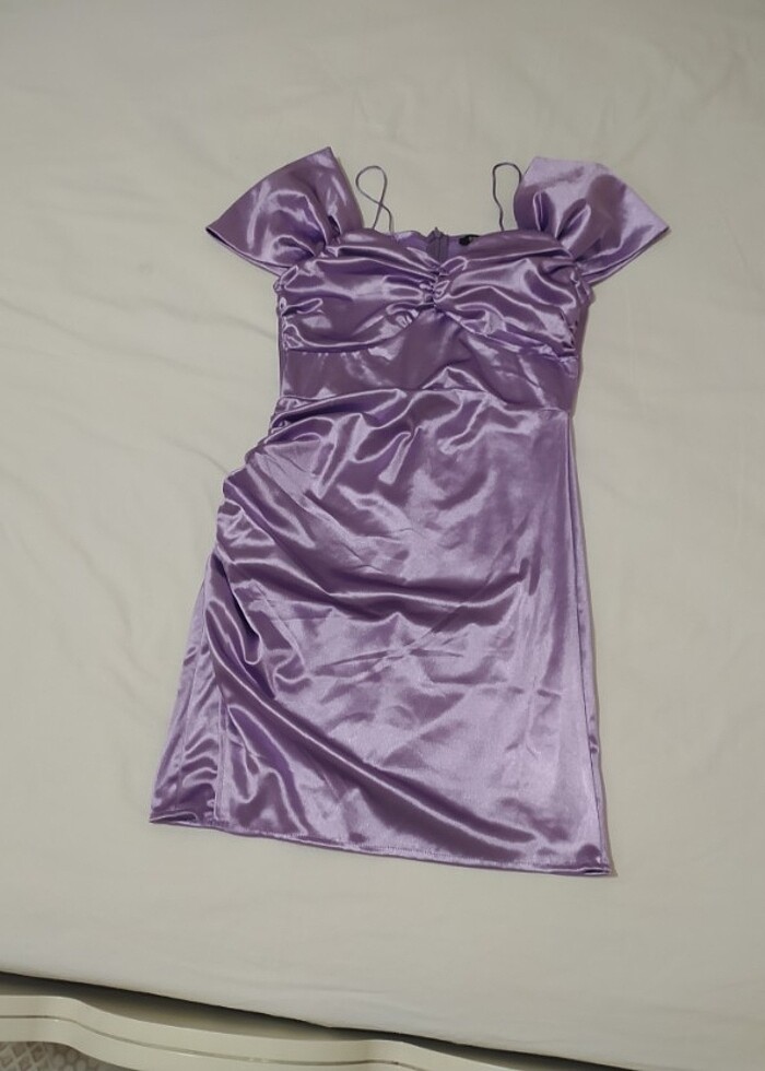 Mini saten elbise  - Görsel 5