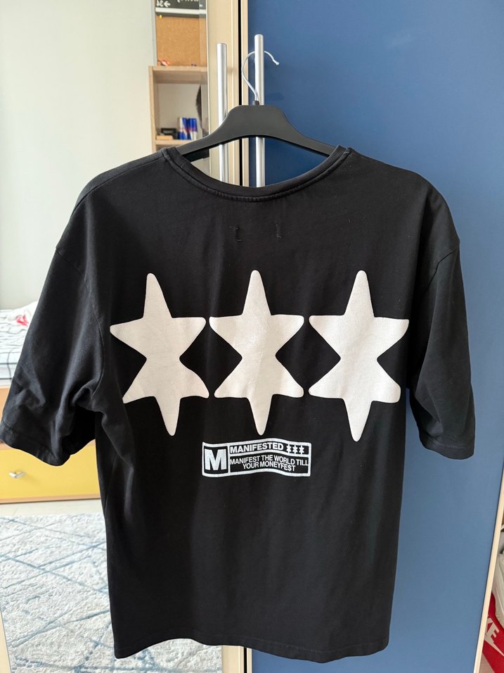 Siyah Baskılı Loose Fit Erkek Tişört - Görsel 2