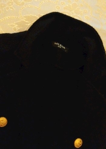 Siyah Düğmeli Kadın Midi ceket - Görsel 2