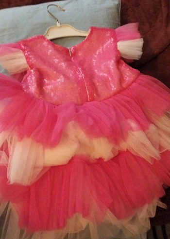 Pembe Barbie Baskılı Kız Çocuk Elbisesi - Görsel 2