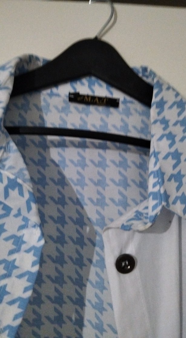 Mavi Uzun Kollu Kadın Keten Gömlek - Görsel 2