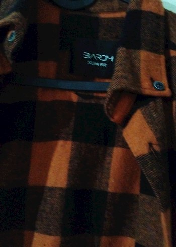 Düğmeli Uzun Kollu Kahverengi Kareli Erkek Gömlek - Görsel 2