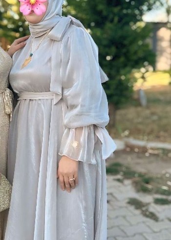 Abiye Bohem Uzun Gri Drapeli Kadın Elbise