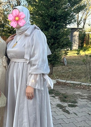 Bohem Uzun Gri Drapeli Kadın Elbise