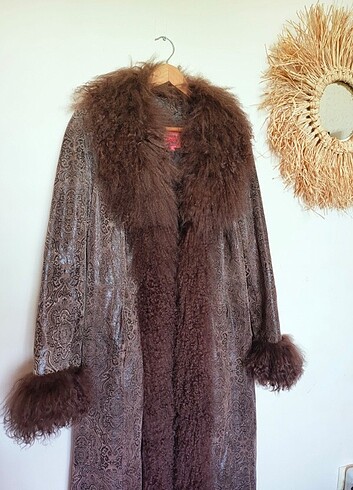 m Beden Derhy afghan coat tüylü nubuk kaban