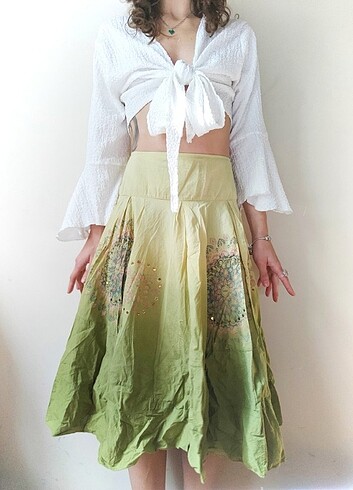 m Beden Fairycore y2k vintage yeşil etek
