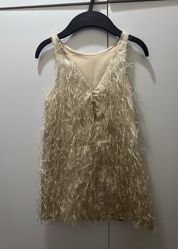 Kız Çocuk Parlak Kürk Detaylı Bohem Elbise - Görsel 3