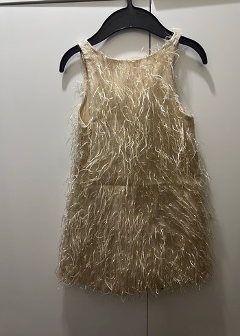 Kız Çocuk Parlak Kürk Detaylı Bohem Elbise - Görsel 2