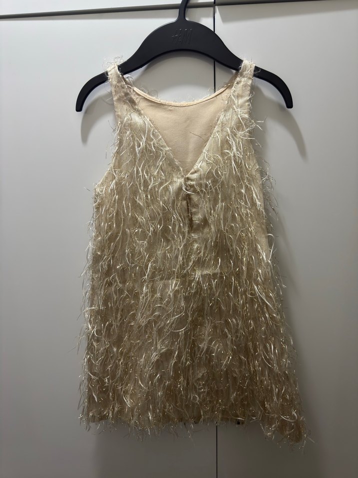 Kız Çocuk Parlak Kürk Detaylı Bohem Elbise - Görsel 3