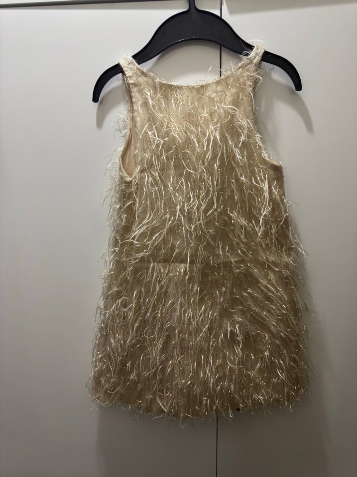 Kız Çocuk Parlak Kürk Detaylı Bohem Elbise - Görsel 2