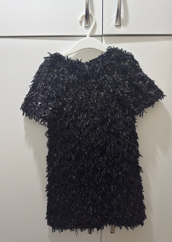 Kürklü Siyah kız çocuk elbise - Görsel 3