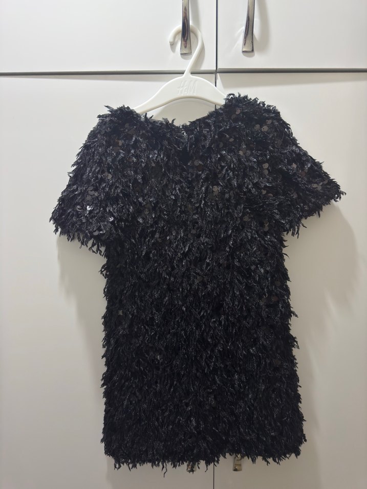 Kürklü Siyah kız çocuk elbise - Görsel 3