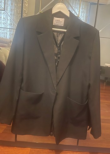 Siyah Kadın Midi Blazer Ceket - Görsel 4