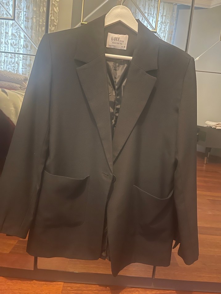 Siyah Kadın Midi Blazer Ceket - Görsel 4