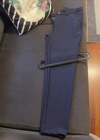 Erkek Lacivert Kumaş Kemerli Pantolon - Görsel 3