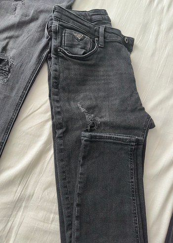 33 Beden Gri Düğmeli Erkek Denim Pantolon